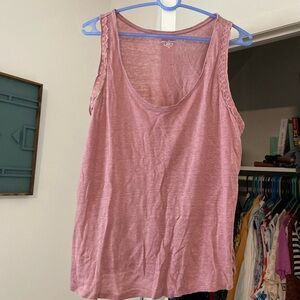 LOFT Pink Lace Accent Tank Top